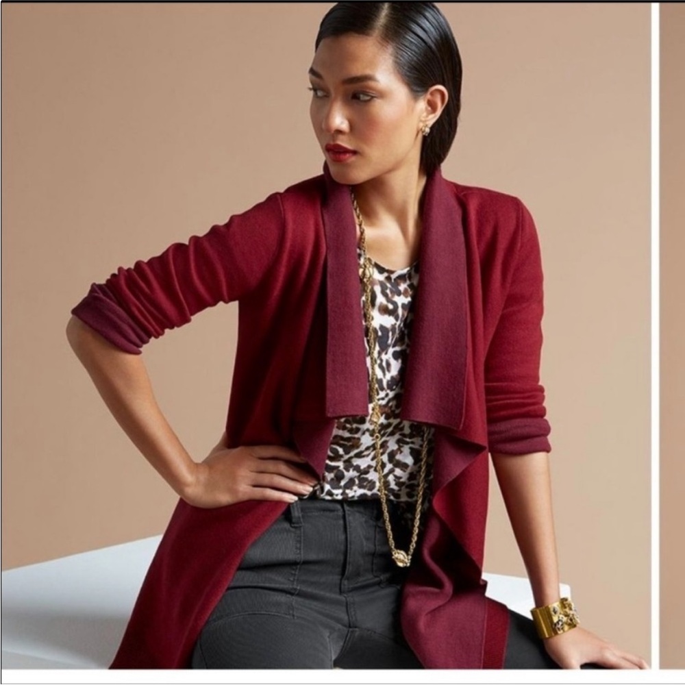 CAbi Cozy Up Cardigan Size Medium 3479 Red - Picture 2 of 7